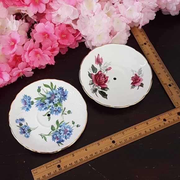 Handmade 2 Tier Cake Stand Bone China Jewelry Trinket Tray Tea Party Decor Gift - Picture 4 of 7